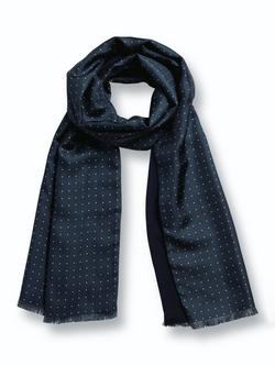 Charles Tyrwhitt Silm Wool Scarf, Navy - view 2, Navy