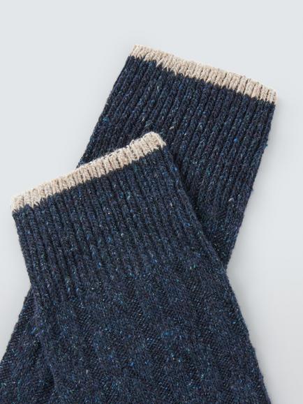 John Lewis Made in Italy Wool Silk Blend Knit Boot Socks - view 2, Navy