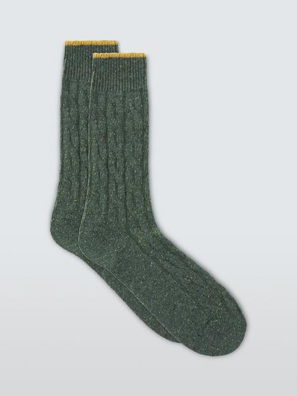 John Lewis Made in Italy Wool Silk Blend Knit Boot Socks, Green