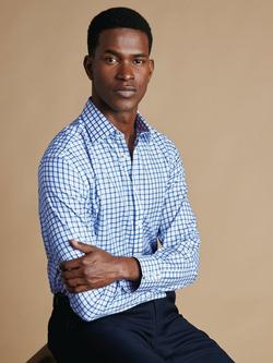 Charles Tyrwhitt Pure Cotton Long Sleeve Check Shirt, Royal Blue - view 2, Royal Blue