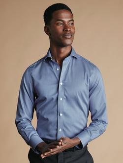 Charles Tyrwhitt Puppytooth Non-Iron Cotton Twill Cutaway Collar Extra Slim Fit Shirt, Royal Blue, Royal Blue
