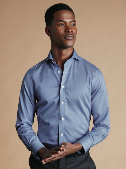 Charles Tyrwhitt Puppytooth Non-Iron Cotton Twill Cutaway Collar Extra Slim Fit Shirt, Royal Blue, Royal Blue