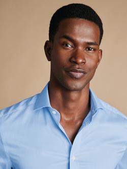 Charles Tyrwhitt Pure Cotton Long Sleeve Shirt, Sky Blue - view 2, Sky Blue