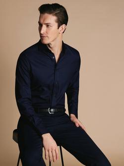 Charles Tyrwhitt Non-Iron Cotton Super Slim Fit Shirt, Navy