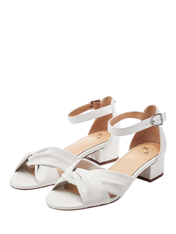 Moda in Pelle Macadima Leather Block Heel Sandals, Navy - view 2, White