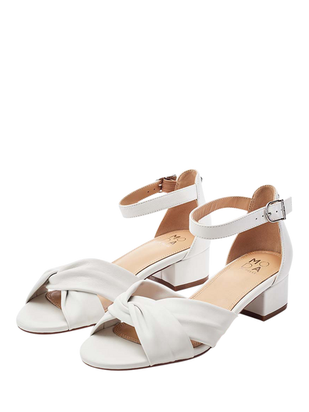 Moda in Pelle Macadima Leather Block Heel Sandals, Navy - view 2, White