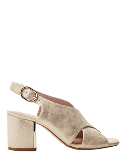 Moda in Pelle Naylani Block Heel Cross Strap Sandals, Gold, Gold