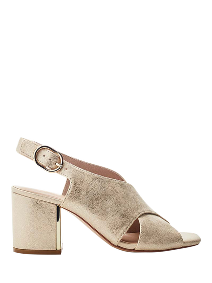 Moda in Pelle Naylani Block Heel Cross Strap Sandals, Gold, Gold
