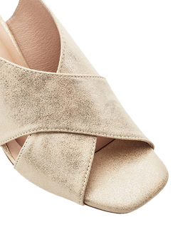 Moda in Pelle Naylani Block Heel Cross Strap Sandals, Gold - view 2, Gold