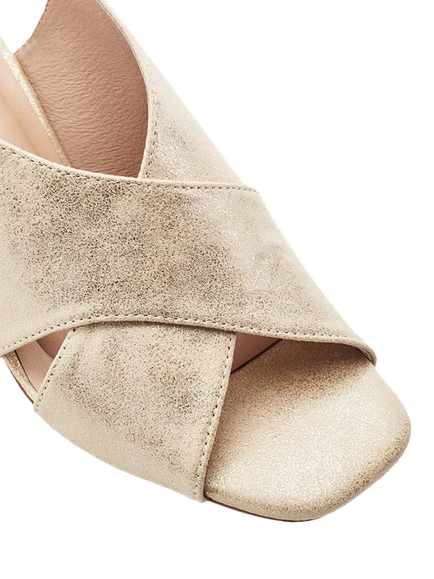 Moda in Pelle Naylani Block Heel Cross Strap Sandals, Gold - view 2, Gold
