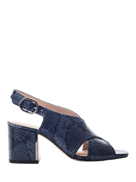 Moda in Pelle Naylani Block Heel Cross Strap Sandals, Navy - Snake