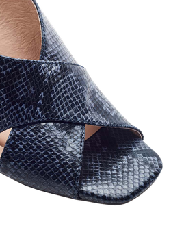 Moda in Pelle Naylani Block Heel Cross Strap Sandals - view 2, Navy - Snake