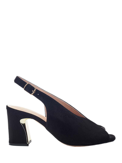 Moda in Pelle Love Alcantara Peep Toe Slingback Sandals, Black, Black