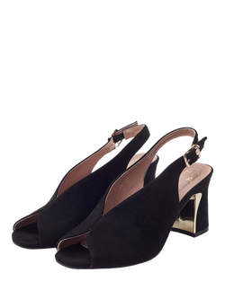 Moda in Pelle Love Alcantara Peep Toe Slingback Sandals, Black - view 2, Black