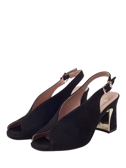 Moda in Pelle Love Alcantara Block Heel Slingback Sandals - view 2, Black