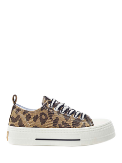 Moda in Pelle Betta Raffia Lace Up Trainers, Black Multi, Black Multi