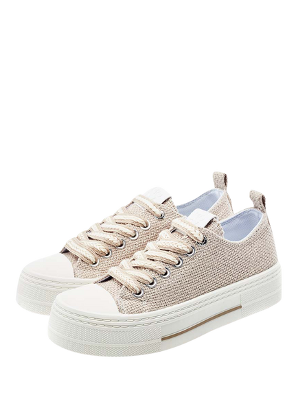 Moda in Pelle Betta Lace Up Trainers, Natural - view 2, Natural