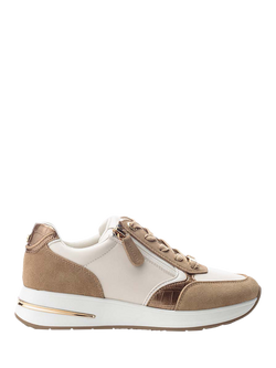 Moda in Pelle Bellaa Suede Lace Up Trainers, Beige