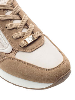 Moda in Pelle Bellaa Suede Lace Up Trainers - view 2, Beige