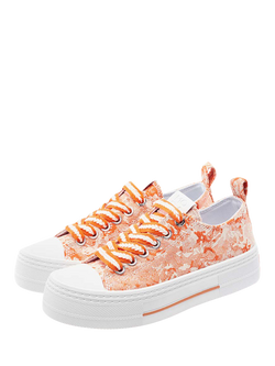 Moda in Pelle Betta Lace Up Trainers, Orange - view 2, Orange