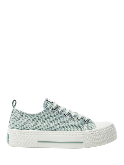Moda in Pelle Betta Raffia Lace Up Trainers, Mint Green, Mint Green