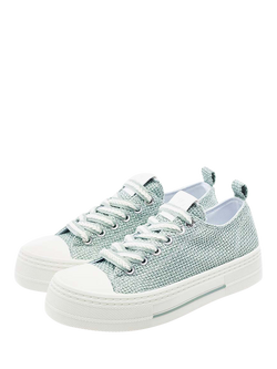 Moda in Pelle Betta Raffia Lace Up Trainers, Mint Green - view 2, Mint Green