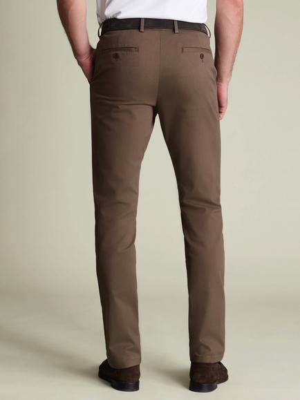 Charles Tyrwhitt Cotton Blend Chino Trousers - view 2, Mocha
