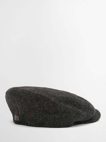 Barbour Fyne Tweed Flat Cap, Charcoal - view 2, Charcoal