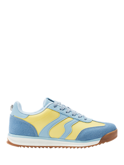 Moda in Pelle Biankah Porvair Lace Up Trainers, Blue/Yellow, Blue/Yellow