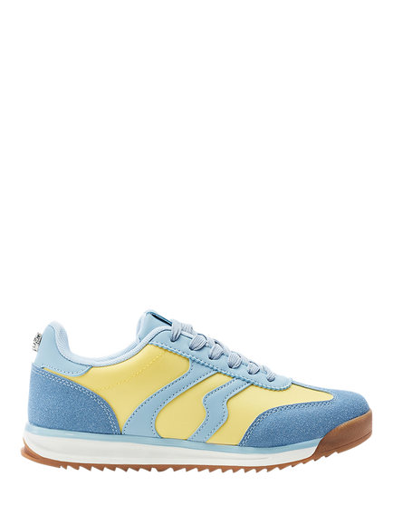 Moda in Pelle Biankah Porvair Lace Up Trainers, Blue/Yellow, Blue/Yellow
