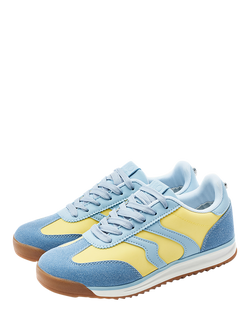 Moda in Pelle Biankah Porvair Lace Up Trainers, Blue/Yellow - view 2, Blue/Yellow