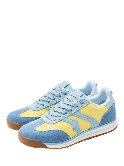 Moda in Pelle Biankah Porvair Lace Up Trainers, Blue/Yellow - view 2, Blue/Yellow