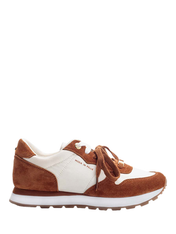 Moda in Pelle Billiee Suede Lace Up Trainers, Camel Brown