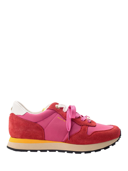 Moda in Pelle Billiee Suede Lace Up Trainers, Fuschia