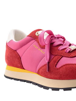 Moda in Pelle Billiee Suede Lace Up Trainers - view 2, Fuschia