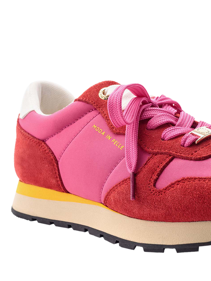 Moda in Pelle Billiee Suede Lace Up Trainers - view 2, Fuschia