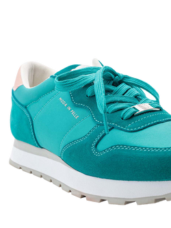 Moda in Pelle Billiee Suede Lace Up Trainers - view 2, Turquoise