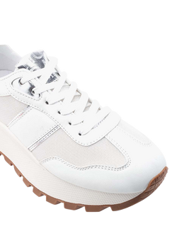 Moda in Pelle Demee Porvair Lace Up Trainers, White - view 2, White