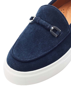 Moda in Pelle Ettala Suede Loafers - view 2, Navy