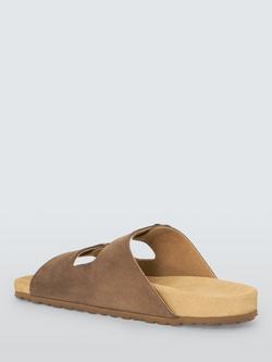 John Lewis Penzance Leather Footbed Sandals, Taupe - view 2, Taupe