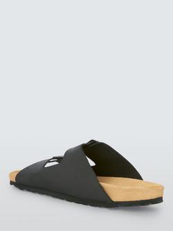 John Lewis Polperro Leather Footbed Sandals, Black - view 2, Black