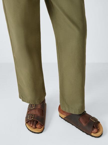 John Lewis Polperro Leather Footbed Sandals, Tan - view 2, Tan