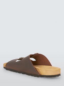 John Lewis Polperro Leather Footbed Sandals, Tan - view 2, Tan