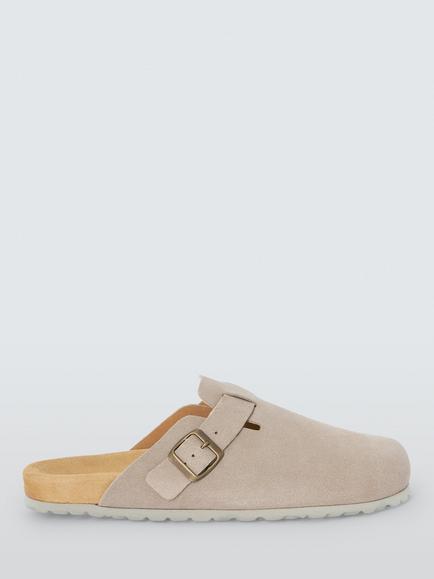 John Lewis Portrush Suede Clogs, Grey, Grey