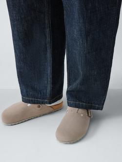 John Lewis Portrush Suede Clogs, Grey - view 2, Grey