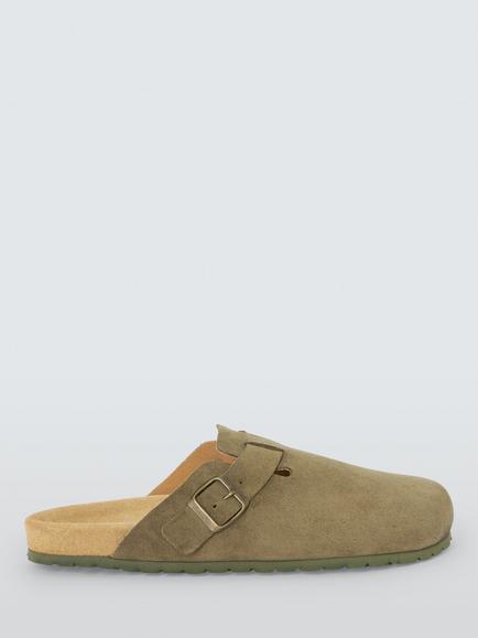 John Lewis Portrush Suede Clogs, Khaki, Khaki