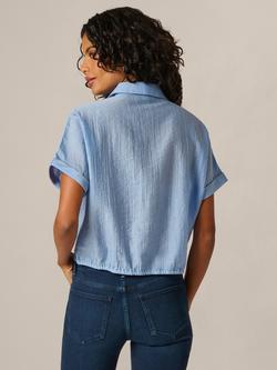 Adrianna Papell Front Tie Woven Blouse, Classic Blue - view 2, Classic Blue