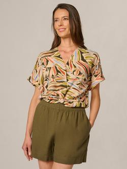 Adrianna Papell V-Neck Twist Top, Watercolour Leaf, Watercolor Leaf