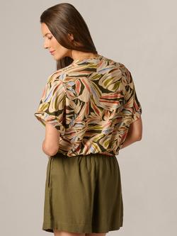 Adrianna Papell V-Neck Twist Top, Watercolour Leaf - view 2, Watercolor Leaf