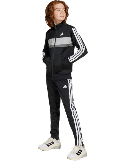 adidas Kids' Essentials 3-Stripes Tiberio Tracksuit, Black/White/Grey Two, Black/White/Grey Two